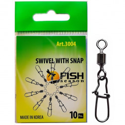 Вертлюг Fish Season с застеж. Nice №6 18кг 10шт 3004-06F